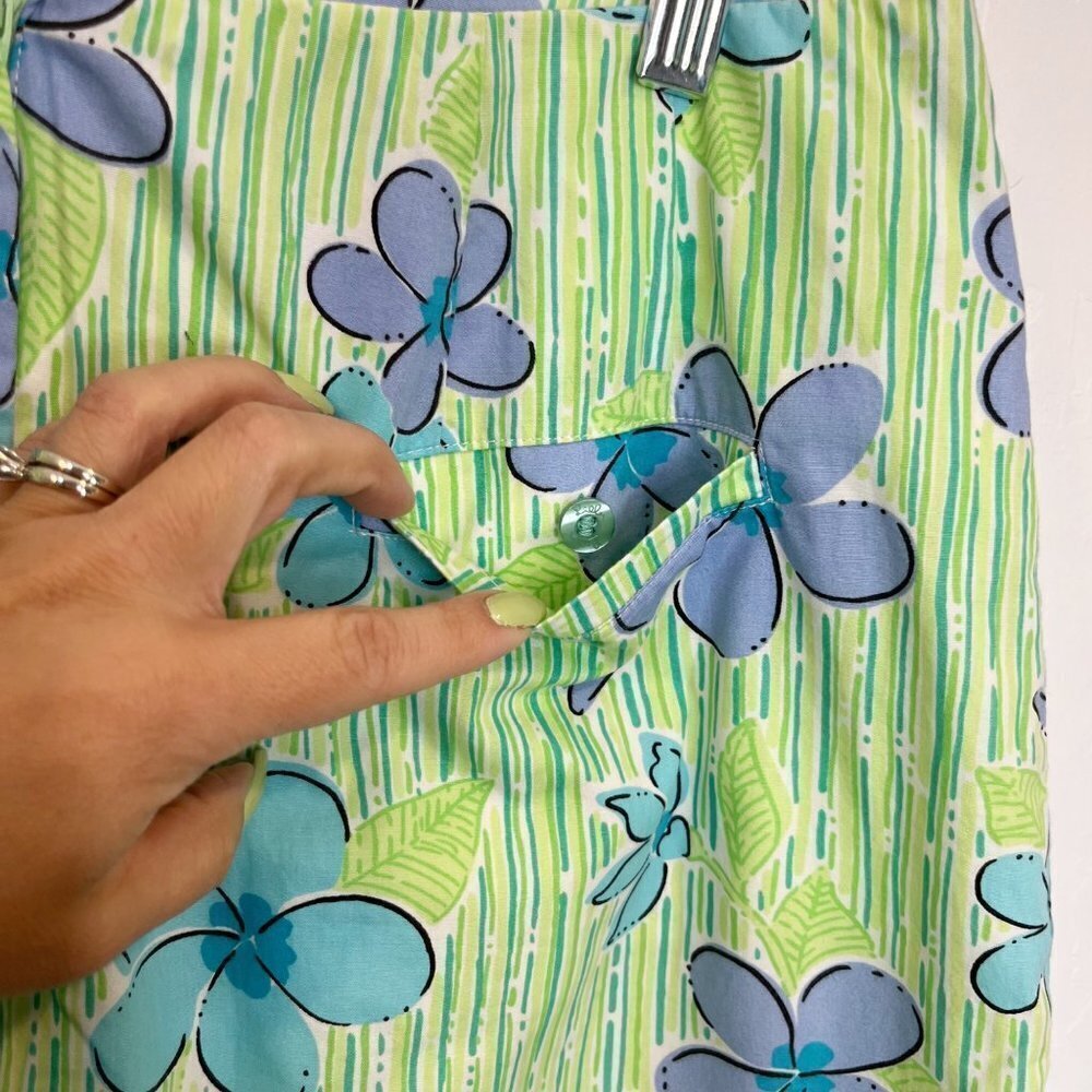 Lilly Pulitzer green floral mini skirt Size 10 tropical vacation A-line - Picture 5 of 9